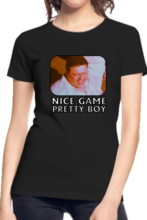 Персонализирана дамска тениска "Newman, Nice game pretty boy", черна, Черен