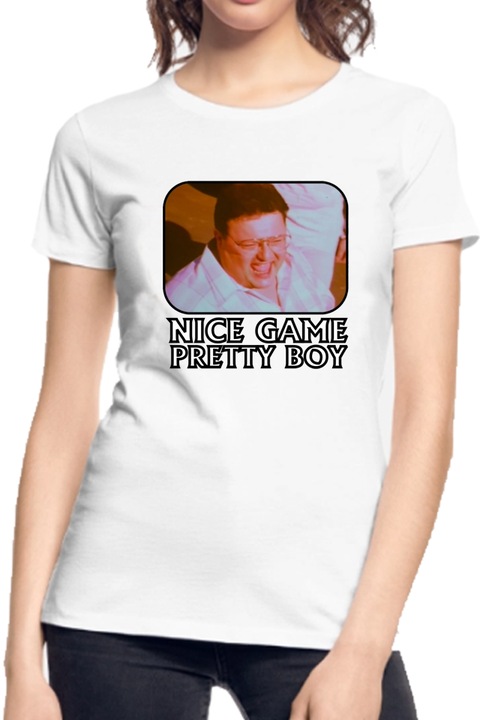 Персонализирана дамска тениска "Newman, Nice game pretty boy", бяла, Бял