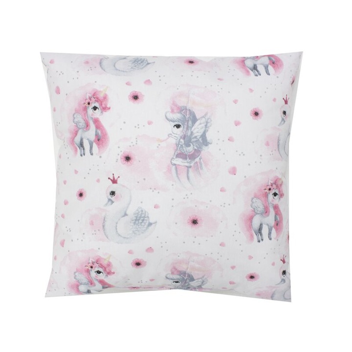 Perna cu unicorn, roz, 38x38 cm