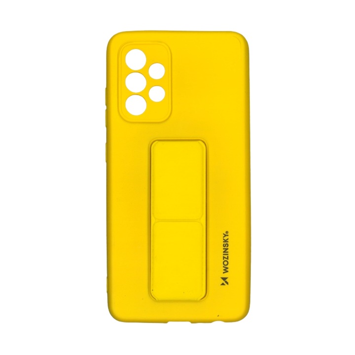 Telefontok Samsung Galaxy A52 / A52 5G / A52s 5G - Wozinsky Kickstand sárga kitámasztható szilikon hátlap tok