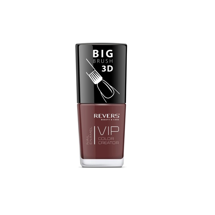 Lac de unghii Vip, 3D, Revers, maro inchis, 12 ml, Nr 024 - Lucios
