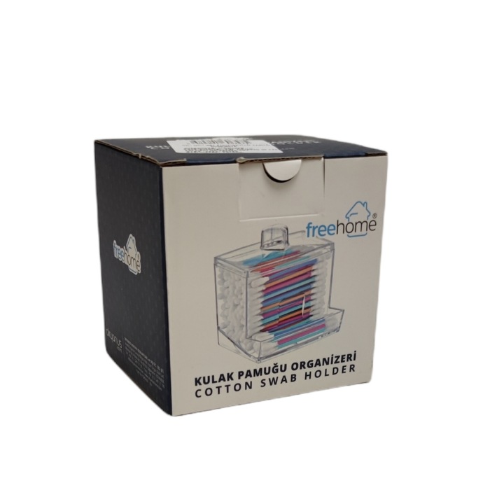 Műanyag kozmetikai pálcikatartó 8,7 x 7 x 8 cm