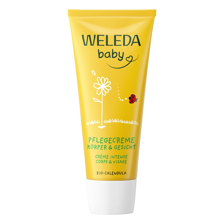 Crema hranitoare pentru corp si fata, Weleda Baby Bio, cu galbenele, 75 ml