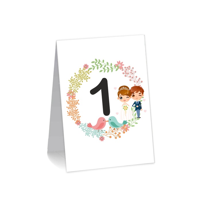 Numar de masa, Nunta, Model NRN2, Carton, Alb