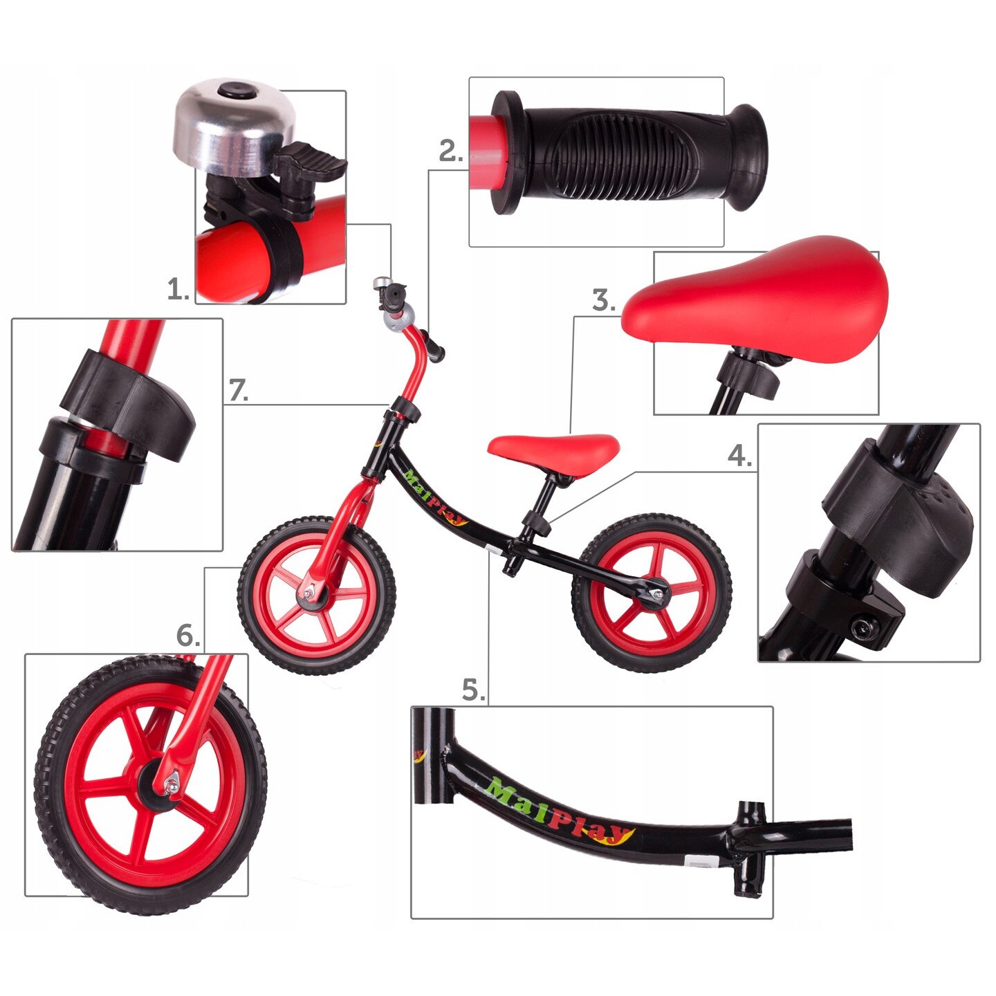 Bicicleta fara pedale de 12 inch cu roti EVA, rosu - eMAG.ro
