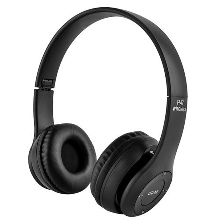 Casti Audio cu Lumina LED & Control Volum Negre