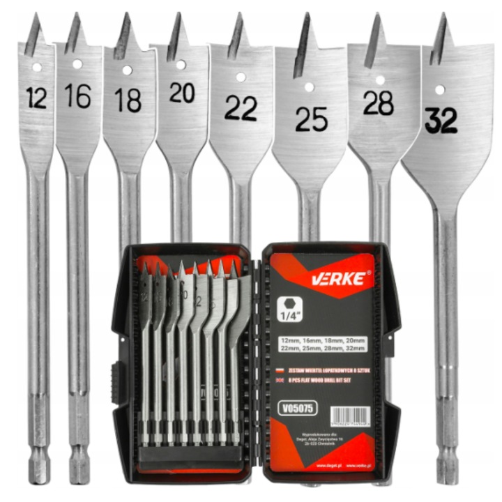 Комплект 8 длета за дърво 12-32мм Verke