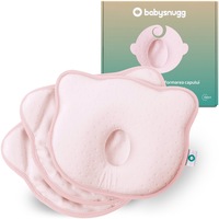 Perna bebelusi Babysnugg cu 2 huse de protectie anti plagiocefalie pentru formarea capului, Roz