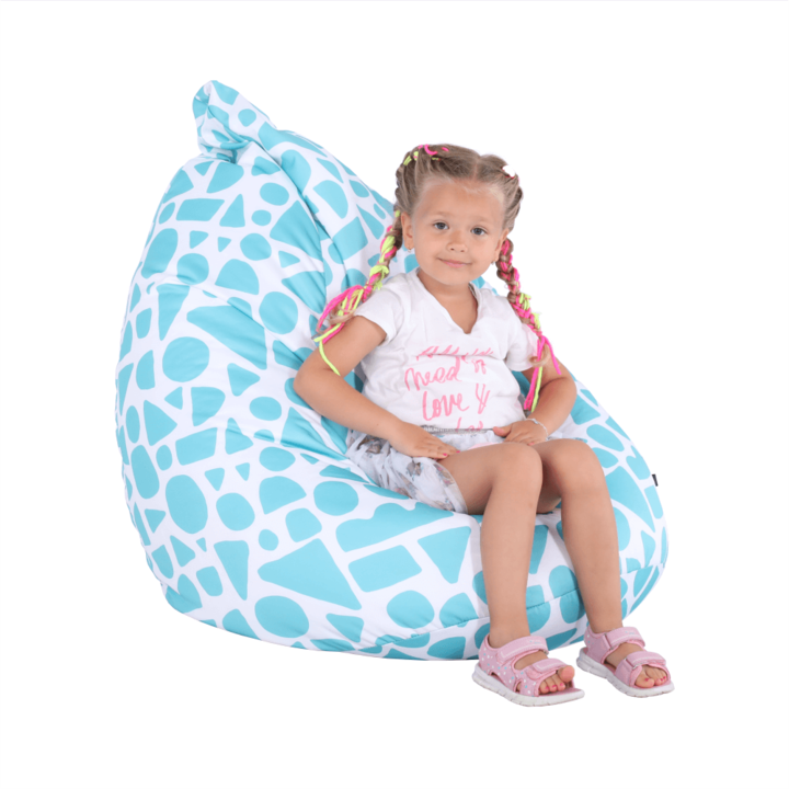 Táska típusú fotel fehér türkiz anyagból Teldin 75x75x110 cm