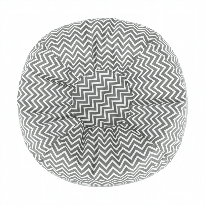 Puf DacEnergy fotel textil anyagból, polisztirol golyókkal töltve, 60x50x60 cm, cikk-cakk mintával, fehér és szürke