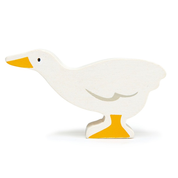 Figurina din lemn Goose, Alb, 8 cm