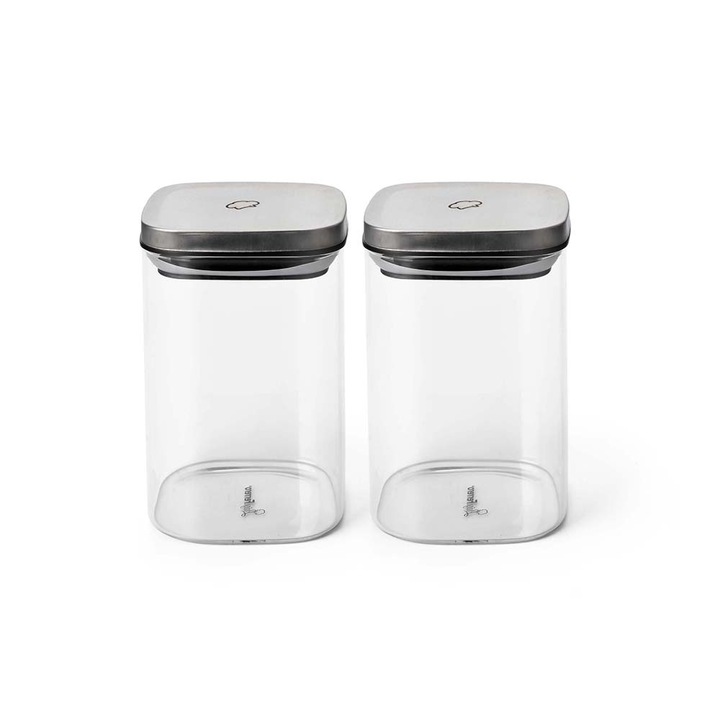 Set 2 borcane, Luigi Ferrero, 1.2L, Sticla, Transparent/argintiu