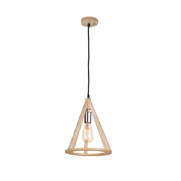 Pendul ZAMBELIS LIGHTS, E27, Lemn, Maro