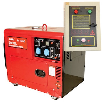 Generator curent electric diesel insonorizat profesional Senci SC7500Q, 5500 W, 13 CP, stabilizator de tensiune (AVR), ATS, 230 V, 15 l, regulator de tensiune, 7.5 h autonomie maxima Generator curent electric diesel insonorizat profesional Senci SC7500Q, 5500 W, 13 CP, stabilizator de tensiune (AVR), ATS, 230 V, 15 l, regulator de tensiune, 7.5 h autonomie maxima