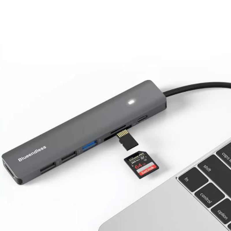 Adaptor Multiport Blueendless, Hub 7 In 1 USB Type-C la HDMI 4K, PD ...