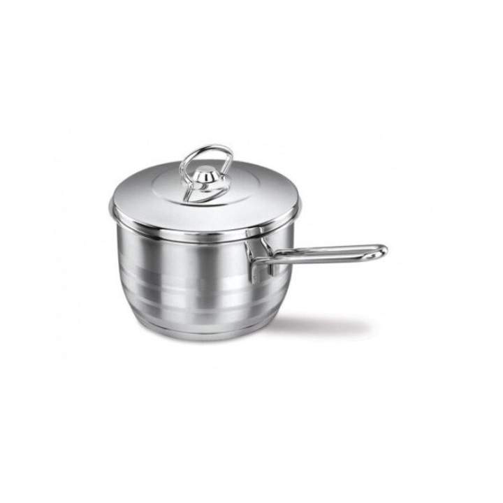 Cratita din inox cu capac, 16 x 10 cm, capacitate 2 litri, compatibila cu plita cu inductie, Korkmaz