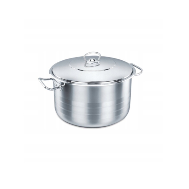 Oala cu capac din inox, 28x17cm 10litri, compatibila cu toate tipurile de aragaz, Korkmaz