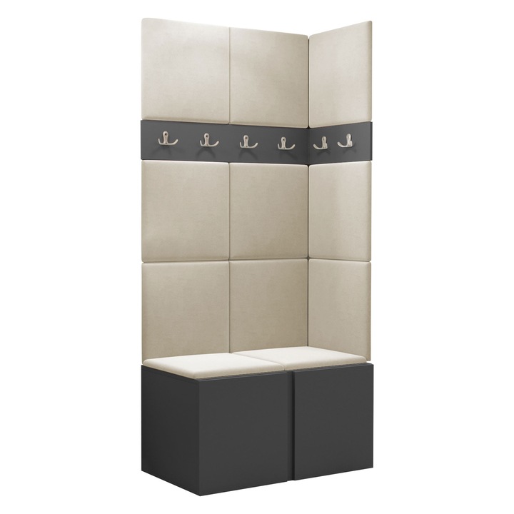 Mobilier pentru hol Tavasz I, MIRJAN24, gri / bej, 46x84x186 cm