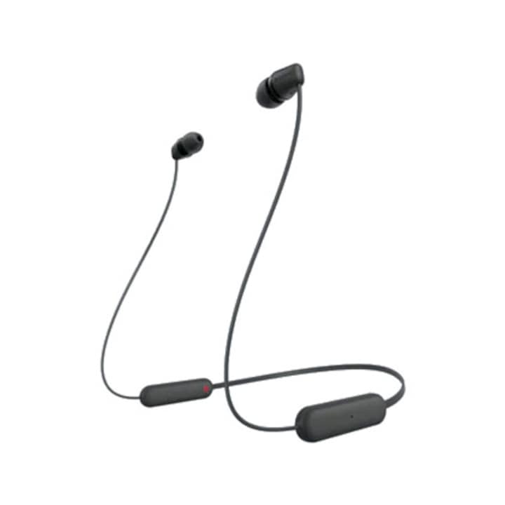 Слушалки In-Ear Sony WI-C100B, Wireless, Bluetooth, IPX4, Микрофон, Fast pair, Автономия 25 часа, Черен