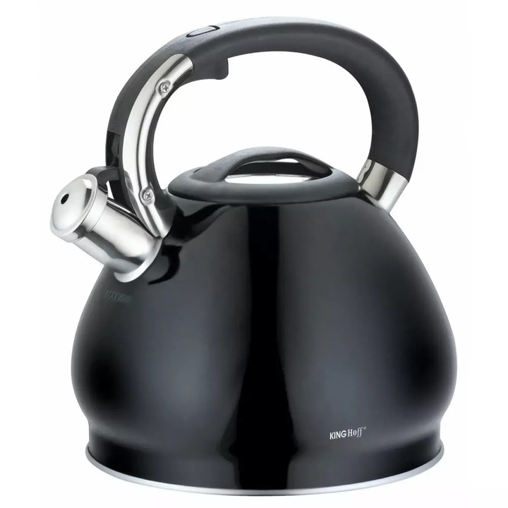 Чайник Kinghoff KH 1221, 3.4 л, Свирещ, Мраморен ефект, Индукция, Черен