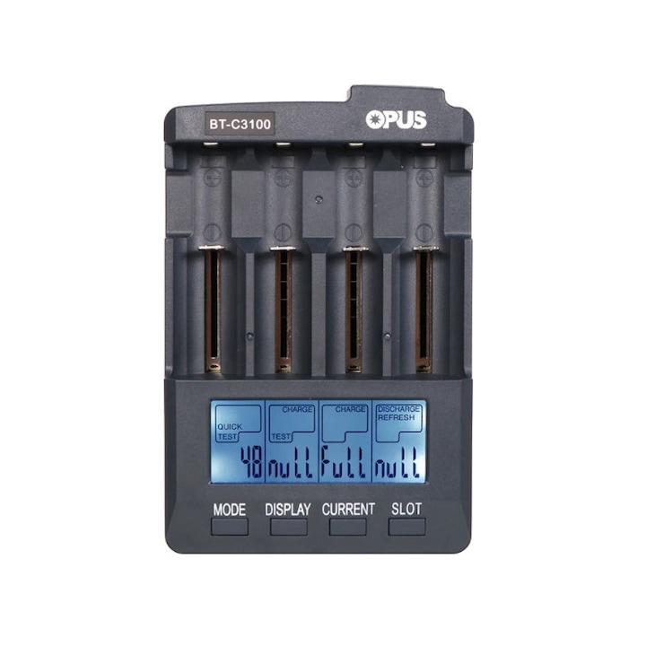 Incarcator Acumulatori Lithium-Ion, 4 Sloturi, Functie Racire Acumulatori, Opus, Intelligent Digital LCD Multifunction Charger