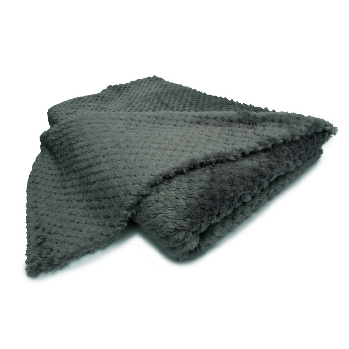 Tricot de plus, tip Ricky Ananas, culoare Grafit, 50 x 160 cm