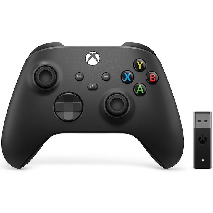 Microsoft vezeték nélküli kontroller, Xbox Series, fekete + vezeték nélküli adapter PC-hez