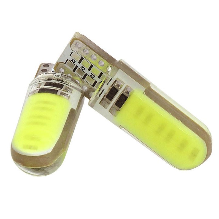 Set 2 Becuri auto Led Cob, T10, Canbus, 5W, alb