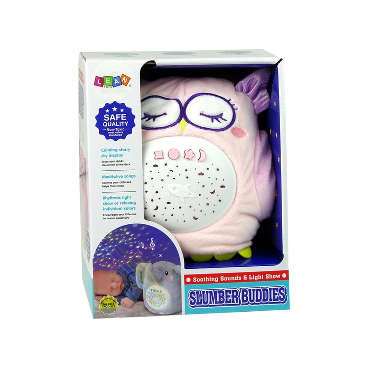 Bufnita de Plus cu Proiector de Stele Colorate si Melodii