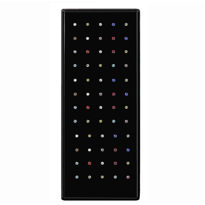 Vaxiuja Orrfülbevaló készlet, 60 db-os, cirkónium, rozsdamentes acél, 2 / 2,5 / 3 mm, többszínű