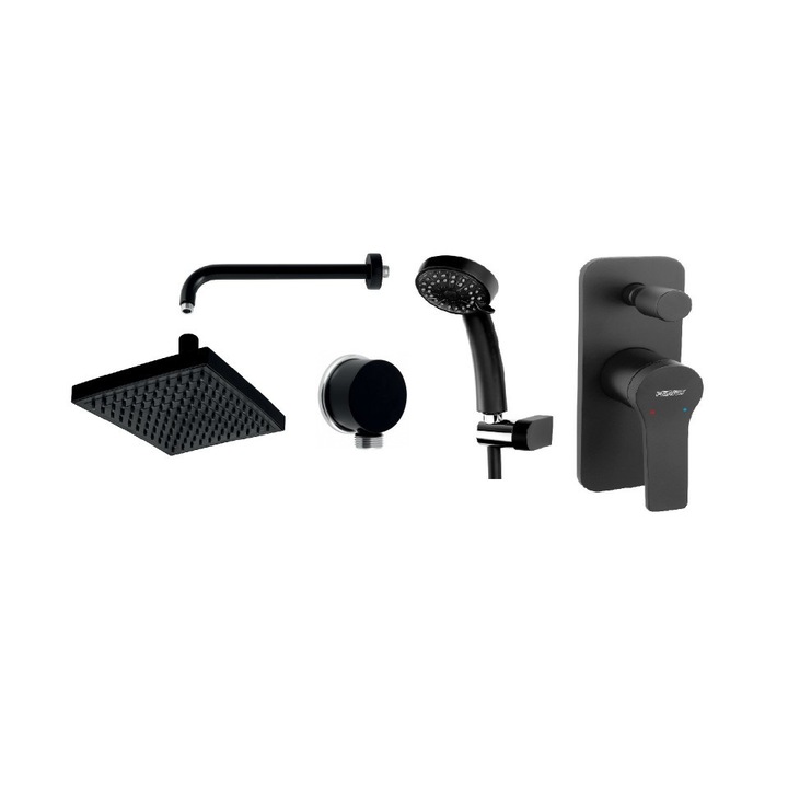 Sistem de dus cu montare incastrata 7 in 1 Stratos Black Ferro