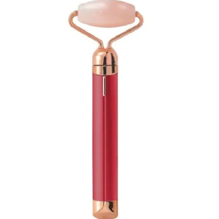 Rola masaj facial FOXMAG24, diminuare riduri, cu vibratii, portabil, rosu