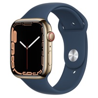 Apple Watch 7, GPS, Cellular, Carcasa Gold Stainless Steel 45mm, Abyss Blue Sport Band