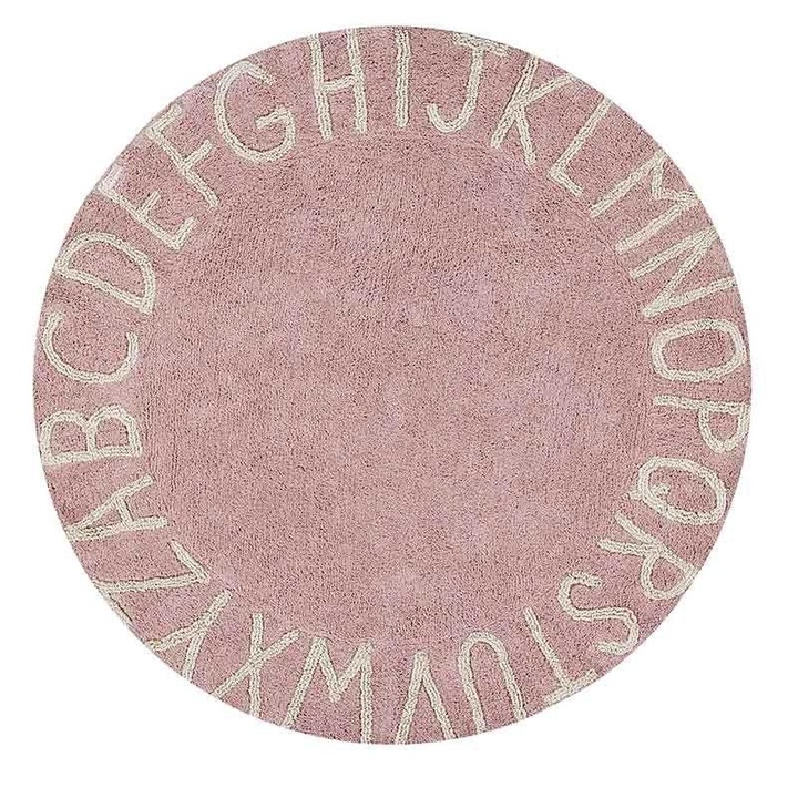 Кръгъл килим Alphabet, Lorena Canals, Памук, 150 см, Розов/Златист