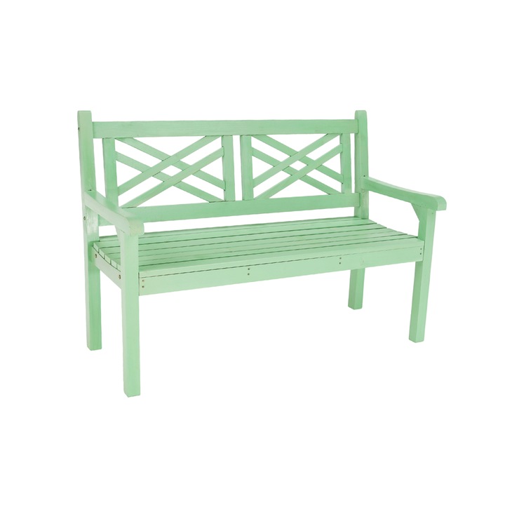 Ментова зелена дървена градинска пейка FABLA 124x58x88 см