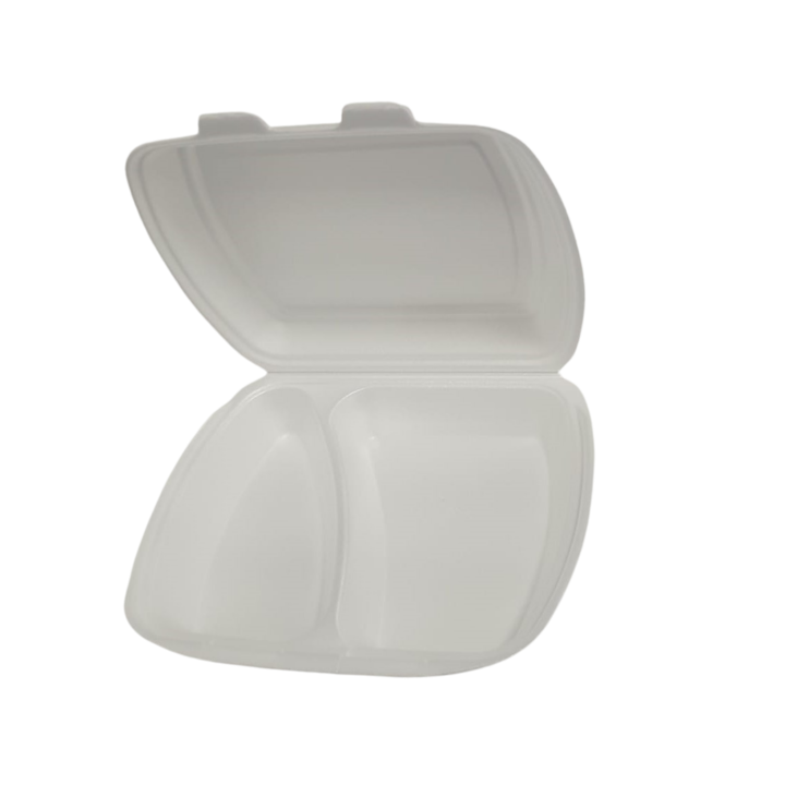 Set Caserola din polistiren alba cu 2 compartimente, 235x195x65, 200 buc