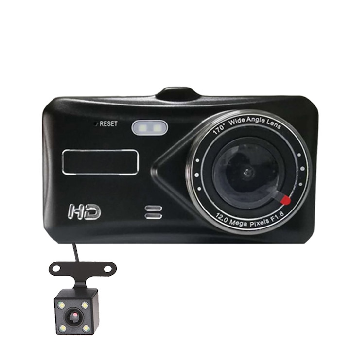 AIX DVR камера за кола, 4 инча LCD екран, видео резолюция 1980x1080, вграден микрофон и високоговорител, поддръжка на карта до 32 GB