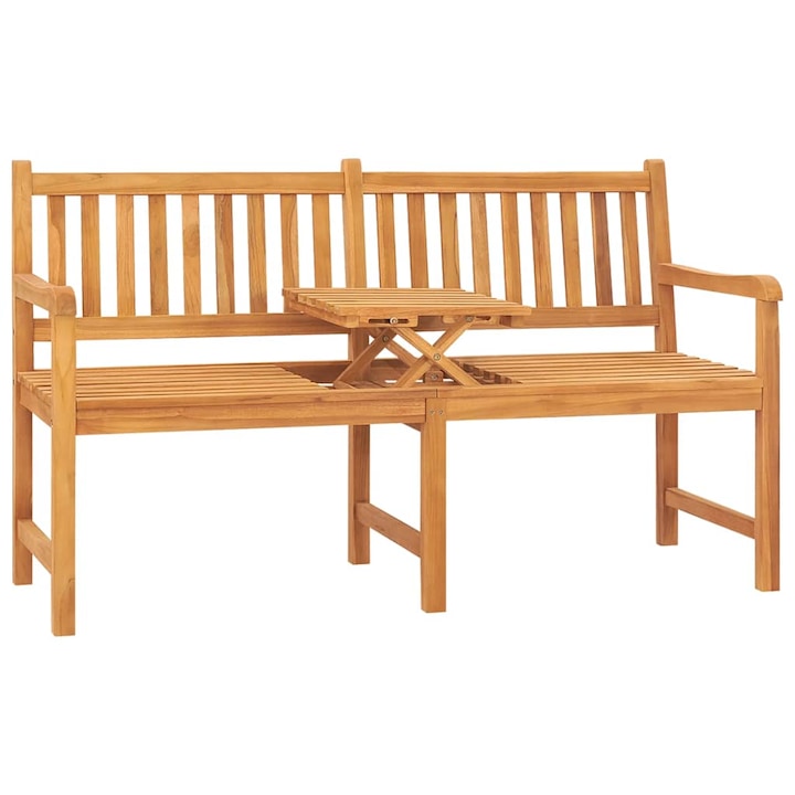 3-местна градинска пейка с масичка vidaXL, 150 см, тик масив 316631