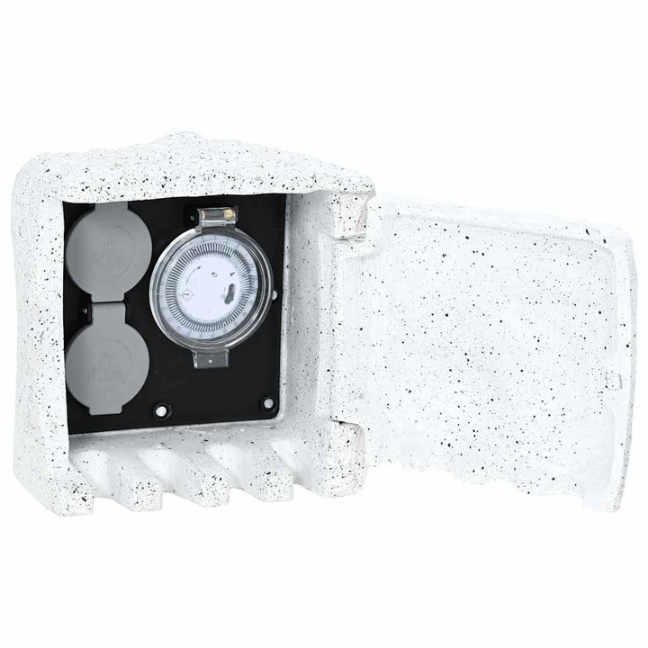 Градински контакт от изкуствен камък с таймер vidaXL, 19 x 19 x 20 см