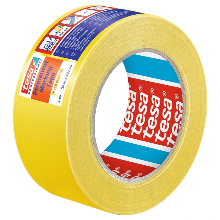 Жълта маркираща лента Tesa Professional Premium, 50 mm x 33 m
