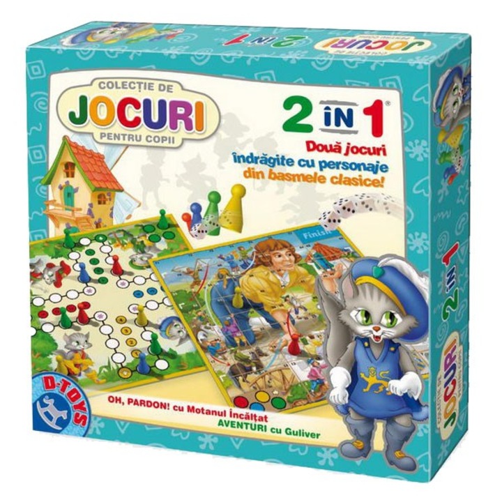 Interaktív játék 2 az 1-ben, a Motanul Incaltat és az Adventures with Gulliver, D-TOYS játékkal