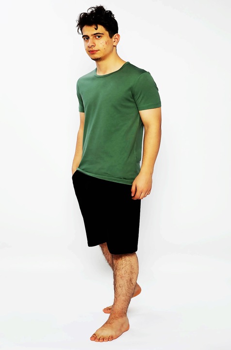 Toski férfi pizsama, háromnegyed nadrág, rövid ujjú, zöld, Zöld
