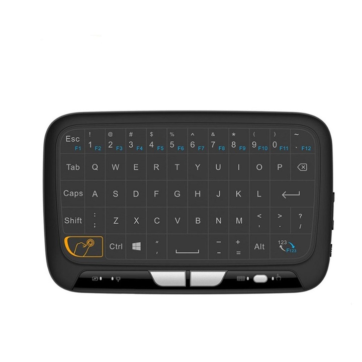 Mini tastatura wireless H18+, Touchpad, 300 mAh, Iluminata, Negru