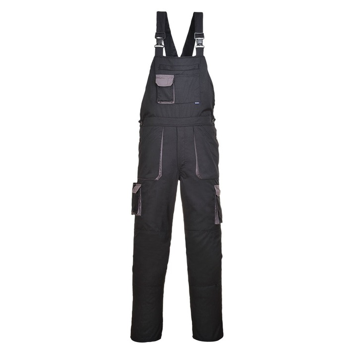 Pantaloni de lucru cu pieptar, XL, negri