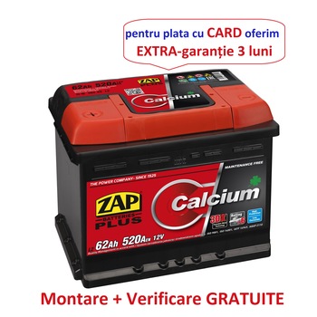 Baterie auto Zap Plus 62Ah cu borna inversa Baterie auto Zap Plus 62Ah cu borna inversa