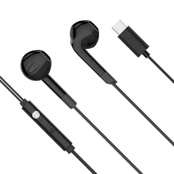 Слушалки in ear с кабел USB-C Kruger&Matz C2, С микрофон, KMPC2, Черни