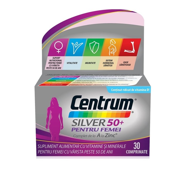 Centrum Silver 50+ de la A la Zinc pentru femei, 30 comprimate