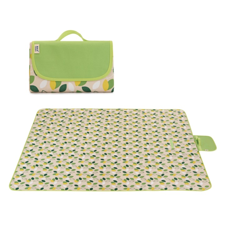 Одеяло за пикник/къмпинг, водоустойчиво, 145x200 см, Leaf green