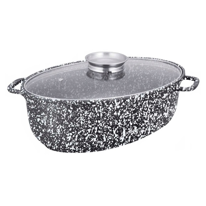 Klausberg Hőálló sütő, tapadásmentes márvány bevonat, fedővel, 8l, 38x25x12,8 cm