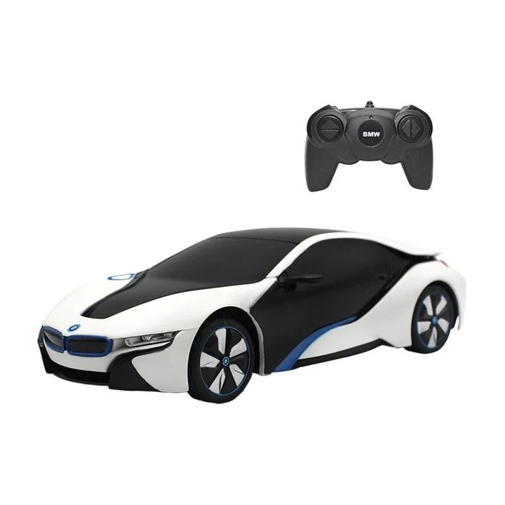 RASTAR R/C 1:24 BMW i8 masina controlata de la distanta - sensibila la UV (alb si galben)